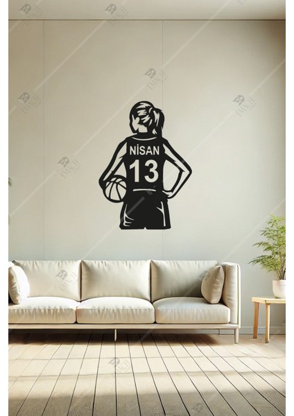 Kişiye Özel Kadın Basketbol Forma Gerçekçi Ahşap Duvar Dekorasyonu Ahşap