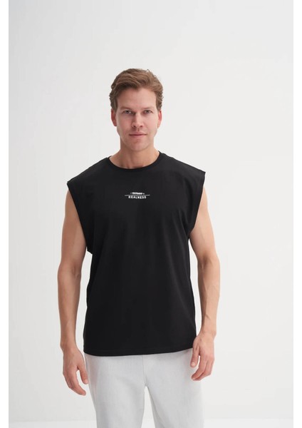 Pamuk Siyah Erkek Kolsuz T-Shirt 4210 modelleri