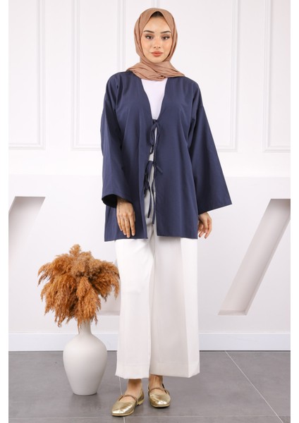 Lacivert Ön Bağlamalı Kimono fiyatları