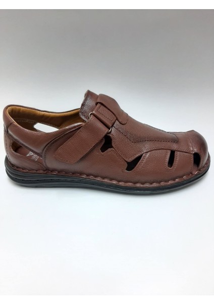 Deri Ortopedik Siyah Cırtlı 45-46 Numara Erkek Sandalet C-842263LF