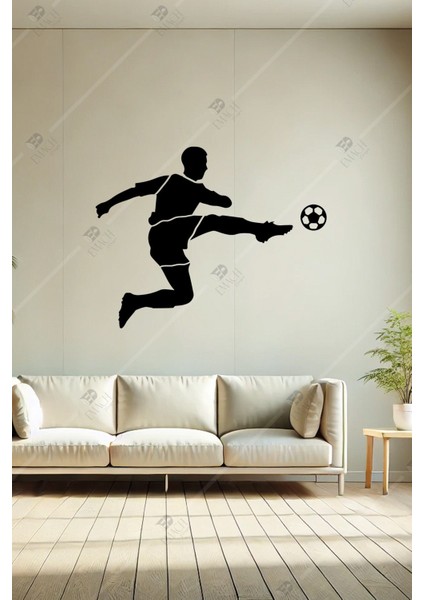 Futbol Halı Saha Vole Vuruşu Ahşap Duvar Süsü Dekoratif