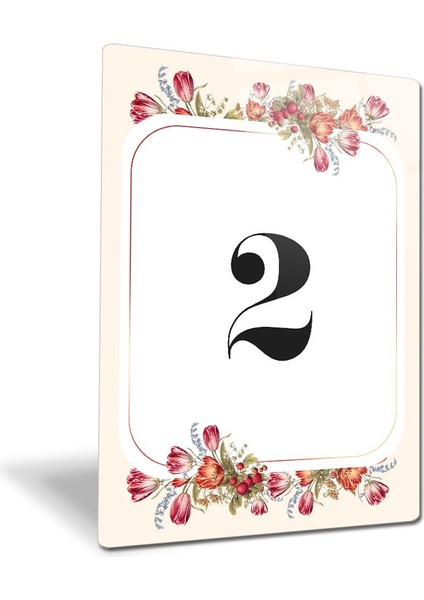 Cam Yönlendirme Levhası | Cam Kapı Numarası - 2 | Çiçek Desenli | 14,8cm x 21CM