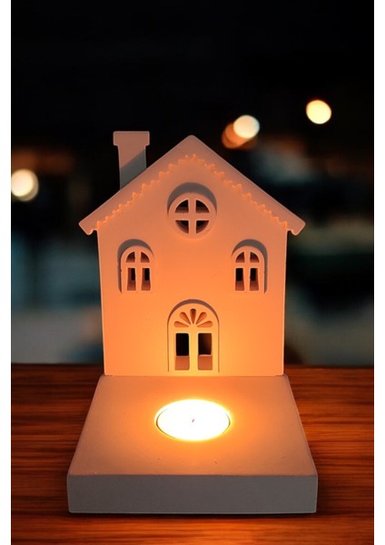 Dekoratif Tealight Mumluk - Ev Şeklinde Mumluk (Tealight Mum Dahildir)