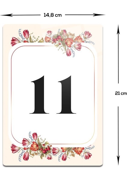 Cam Yönlendirme Levhası | Cam Kapı Numarası - 11 | Çiçek Desenli | 14,8cm x 21CM modelleri