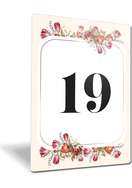 Cam Yönlendirme Levhası | Cam Kapı Numarası - 19 | Çiçek Desenli | 14,8cm x 21CM fiyatları