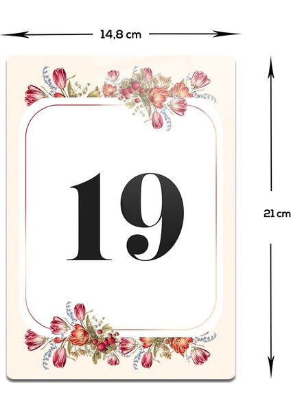 Cam Yönlendirme Levhası | Cam Kapı Numarası - 19 | Çiçek Desenli | 14,8cm x 21CM modelleri