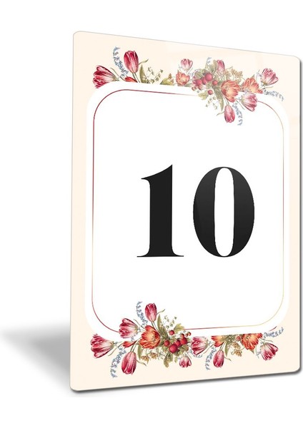 Cam Yönlendirme Levhası | Cam Kapı Numarası - 10 | Çiçek Desenli | 14,8cm x 21CM