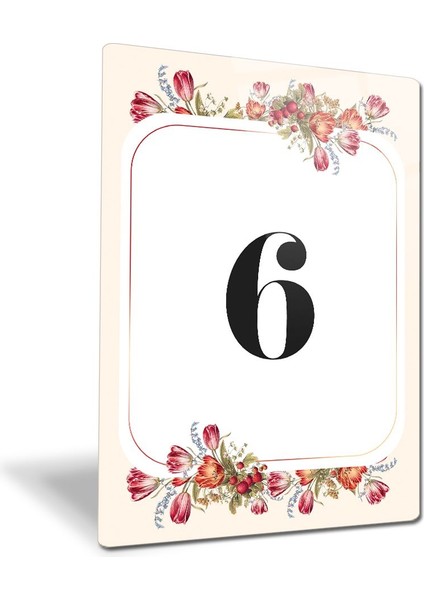 Cam Yönlendirme Levhası | Cam Kapı Numarası - 6 | Çiçek Desenli | 14,8cm x 21CM fiyatları