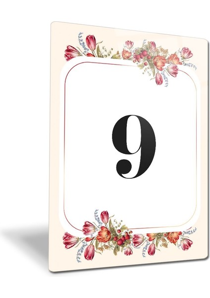 Cam Yönlendirme Levhası | Cam Kapı Numarası - 9 | Çiçek Desenli | 14,8cm x 21CM fiyatları