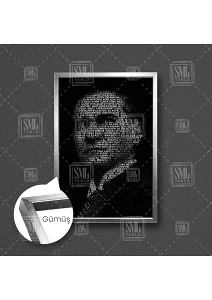 Mustafa Kemal Atatürkün Gençliğe Hitabesi Çerçeveli Dikey Kanvas Tablo
