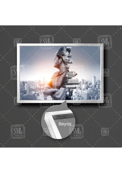 Şehir Adam Mimari Inşaat Illüstrasyon Manzara Çerçeveli Yatay Kanvas Tablo