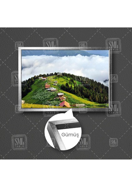 Pokut Yaylası Duman Sis Bulutlar Üstünde Rize Çamlıhemşin Karadeniz Çerçeveli Yatay Kanvas Tablo