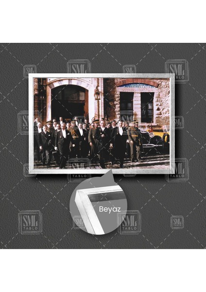 Ankarada Ilk Meclis Açılışı Atatürk ve Millet Vekilleri Çerçeveli Yatay Kanvas Tablo