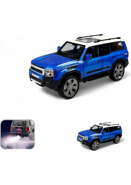 Çek Bırak 1:22 Sesli ve Işıklı Buharlı Metal Jeep Mavi