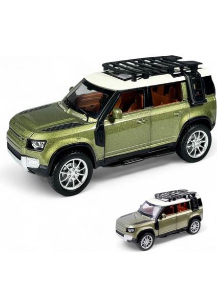 Kutulu Çek Bırak 1:22 Sesli ve Işıklı Buharlı Df Metal Jeep Yeşil