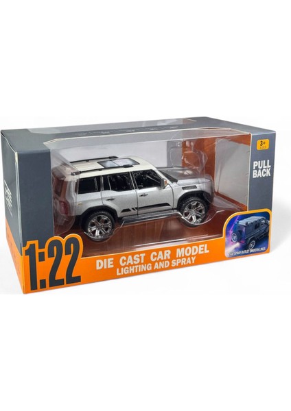 Kutulu Çek Bırak 1:22 Sesli ve Işıklı Buharlı Metal Jeep Gri fiyatları