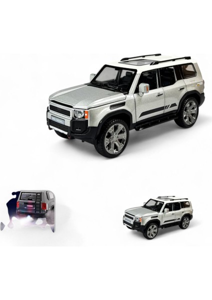 Kutulu Çek Bırak 1:22 Sesli ve Işıklı Buharlı Metal Jeep Gri modelleri