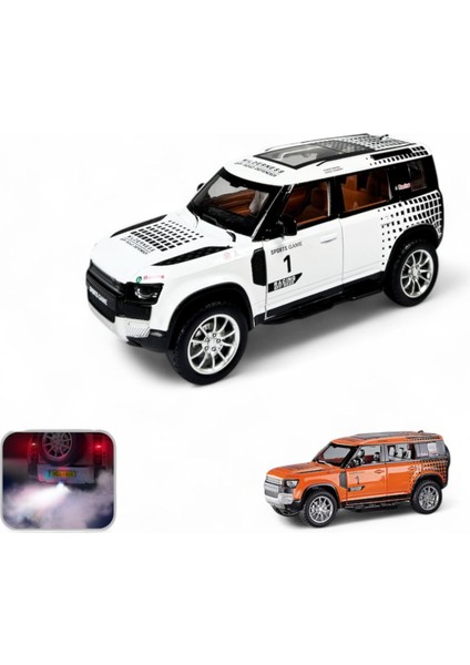 Kutulu Çek Bırak 1:22 Sesli ve Işıklı Buharlı Df Safari Metal Jeep Beyaz