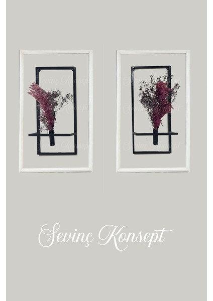 2'li Kare Çiçeklik 60 cm Siyah Modern Duvar Dekorasyon Ürünü