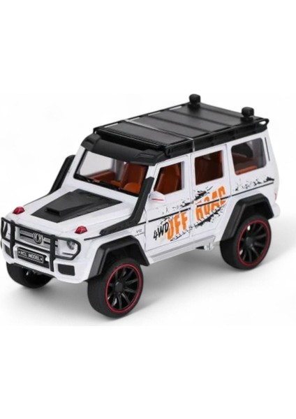 Kutulu Çek Bırak 1:22 Sesli ve Işıklı Buhar Çıkartan Metal Jeep Beyaz