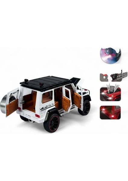 Kutulu Çek Bırak 1:22 Sesli ve Işıklı Buhar Çıkartan Metal Jeep Beyaz fiyatları