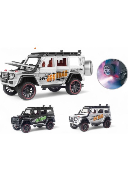 Kutulu Çek Bırak 1:22 Sesli ve Işıklı Buhar Çıkartan Metal Jeep Beyaz fırsatları