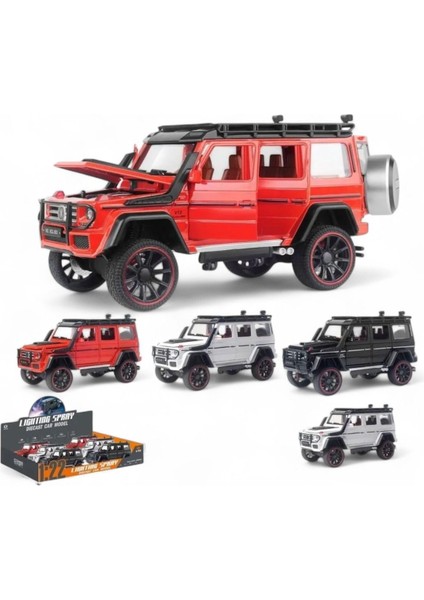 Çek Bırak 1:22 Sesli ve Işıklı Buharlı G Lüx Metal Jeep Gri