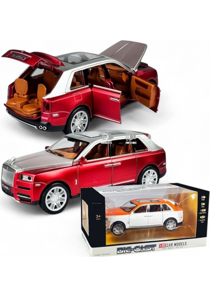 Kutulu Çek Bırak 1:22 Sesli ve Işıklı Metal Model Araba Kırmızı