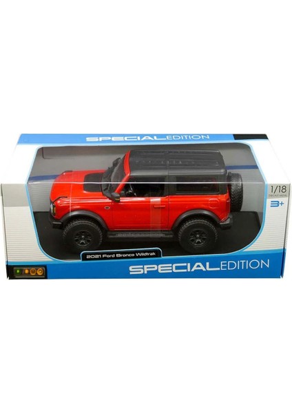 1/18 2021 Ford Bronco Badlands Metal Model Araba Kırmızı