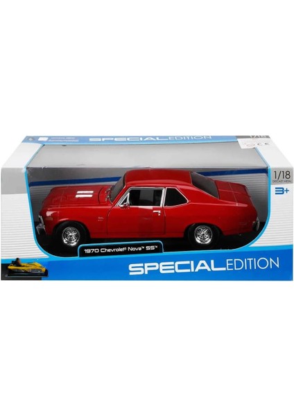 Chevrolet Nova Ss Coupe 1970 Metal Model Araba 1:18 Kırmızı