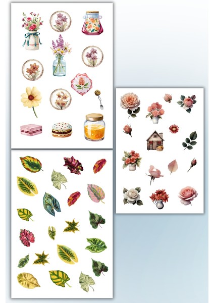 7 Li Çiçek Temalı Sticker Seti Ajanda Planlayıcı Bullet Journal Için Uygundur