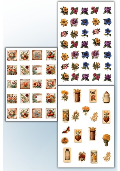 7 Li Çiçek Temalı Sticker Seti Ajanda Planlayıcı Bullet Journal Için Uygundur