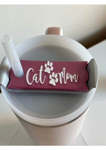 cat mom yazılı model stanley quencher ile uyumlu termos kapağı – 1.18 lt uyumlu