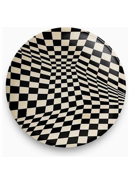 Karışık Dama Şeklinde Siyah Beyaz Y2K Grunge Stil Rozet