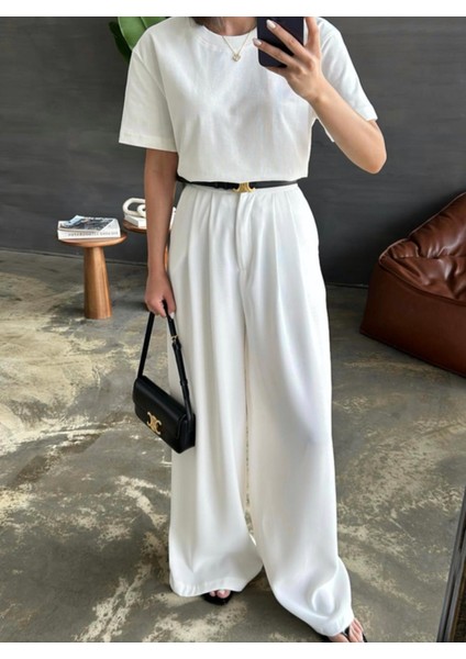 Bol Pantolon Çift Pile Beyaz fiyatları