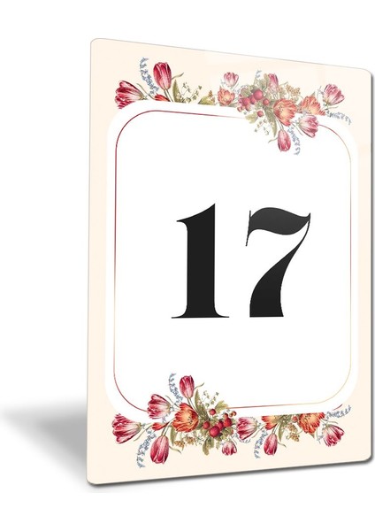 Cam Yönlendirme Levhası | Cam Kapı Numarası - 17 | Çiçek Desenli | 14,8cm x 21CM fiyatları