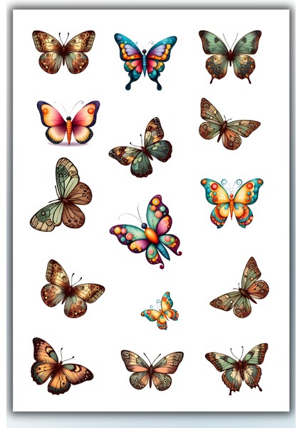 2'li Kelebek Temalı Sticker Seti Ajanda Planlayıcı Bullet Journal Için Uygundur fırsatları
