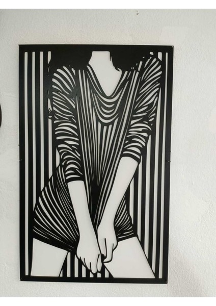 Siyah 30X49 cm Modern Kız Duvar Süsü - 4mm Mdf (Çivi Ile Asılabilir)