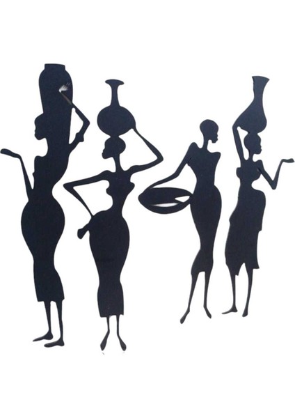 Afrikalı Kadınlar Temalı 4 Parça Duvar Süsü – 40X50 cm Alan Kaplayan Dekor (Çivi Ile Asılabilir) fırsatları