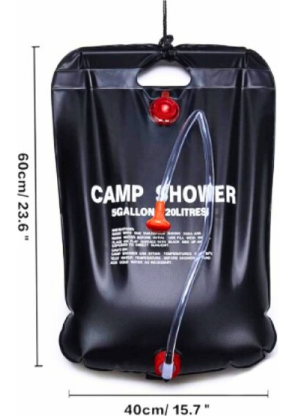 20 Litre Solar Isıtıcılı Duş Alma Torbası Su Hazneli Kamp Piknik Pratik Banyo Yapma Torbası