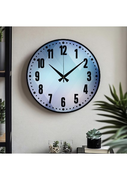 Dekoratif Türkçe Rakamlı Desenli Uv Baskılı Duvar Saati (Sessiz) Akar Mekanizma 40 cm Metal Akrep Yelkovan