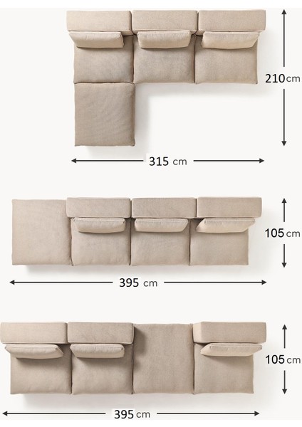 Most Mollirest 4 Modül Köşe 05 Bej Keten Kumaş Silikon Dolgu Minder(Evinize Teslim)