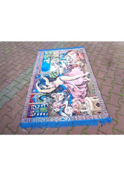 Şahmerdanoğlu 113 x 173 cm Sarayda Sultan Dansöz Oynatıyor Tasvirli Kadife Duvar Halısı, Cafe Dekor
