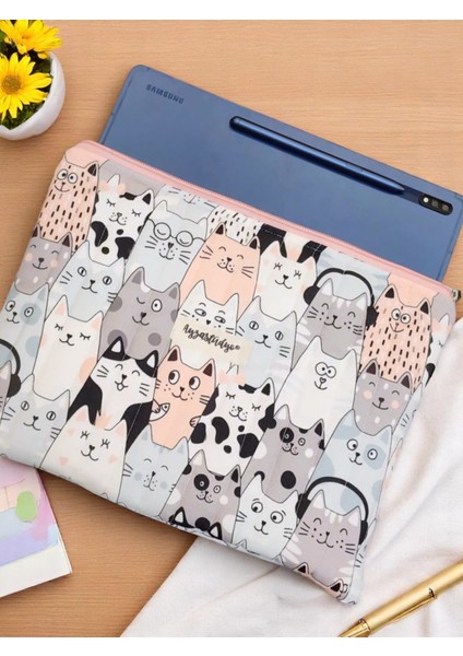 Pofuduk Kitap Kılıfı, Kitap Çantası, Apple iPad/tablet Aksesuar Çantası (30X24CM) - Cute Cats