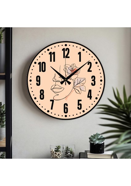 Dekoratif Türkçe Rakamlı Desenli Uv Baskılı Duvar Saati (Sessiz) Akar Mekanizma 40 cm Metal Akrep Yelkovan