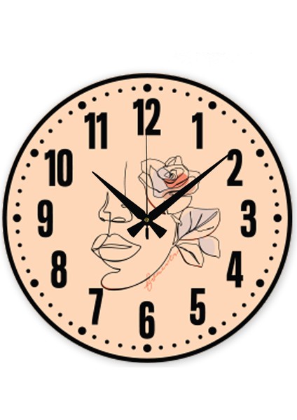 Dekoratif Türkçe Rakamlı Desenli Uv Baskılı Duvar Saati (Sessiz) Akar Mekanizma 40 cm Metal Akrep Yelkovan modelleri