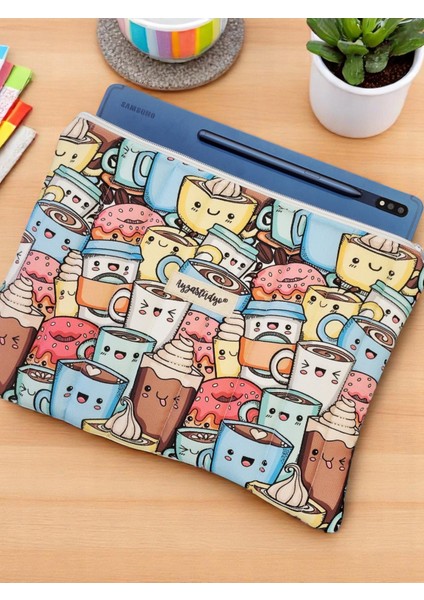 Pofuduk Tablet Kılıfı, Tablet Çantası, iPad Çantası - Kawaii (30x24 cm)
