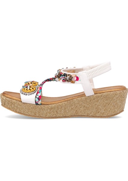 25Y153-2 Kadın Taşlı Düz Sandalet Bej modelleri