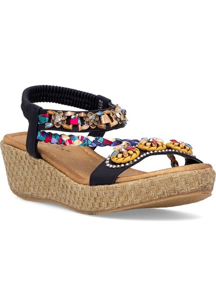 25Y153-2 Kadın Taşlı Düz Sandalet Bej fiyatları