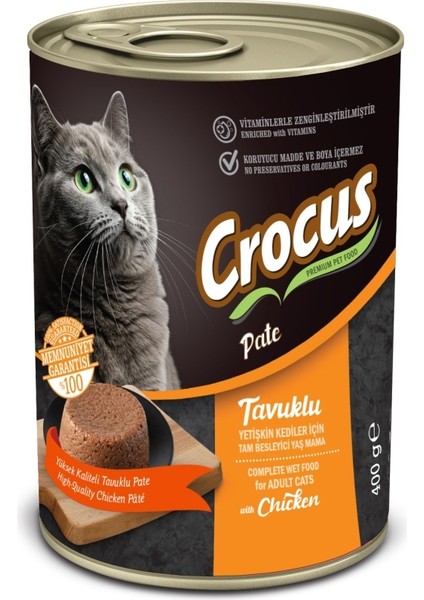 Tavuklu Yetişkin Kediler Için Konserve Yaş Mama 400 gr x 12 Adet